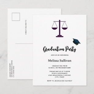 Scales of Justice Legal Services Symbol Graduation Invitation Postcard