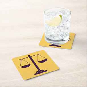 Scales of Justice Legal Services Symbol Square Paper Coaster