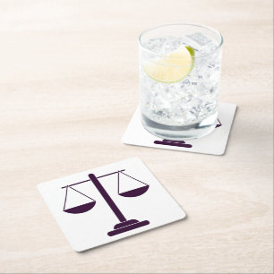 Scales of Justice Legal Services Symbol Square Paper Coaster