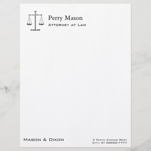 Scales of Justice Letterhead Template (Front)