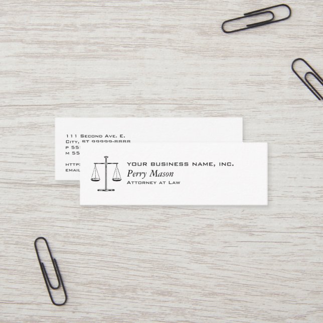 Scales of Justice Mini Business Card (Front/Back In Situ)