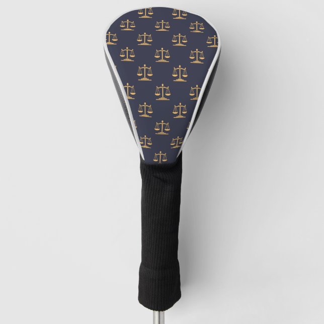 Scales of Justice on a Navy background Golf Head Cover (Front)