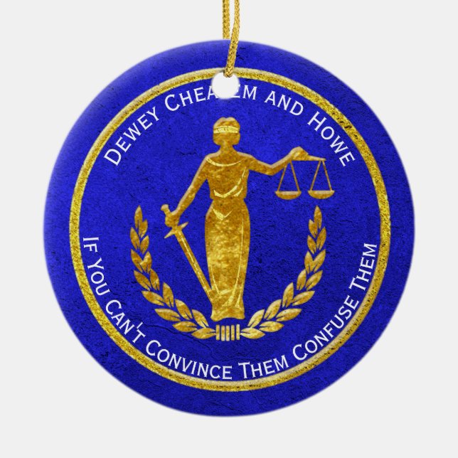 Scales of Justice Personalise Ceramic Tree Decoration (Front)