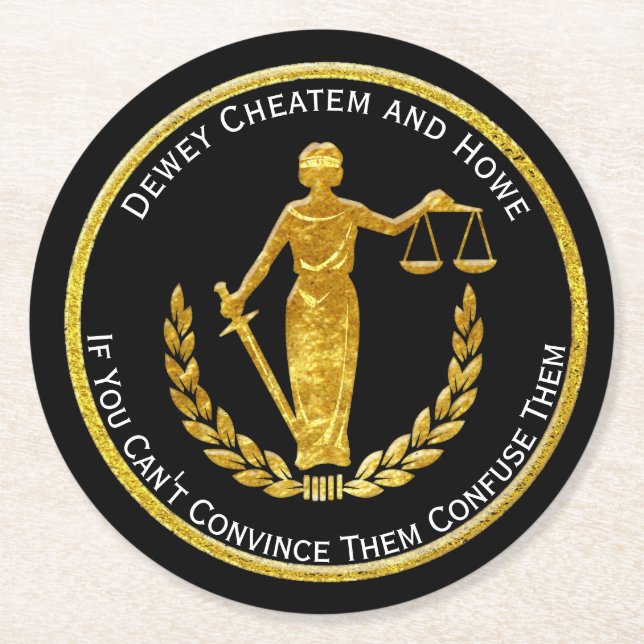 Scales of Justice Personalise Round Paper Coaster (Front)