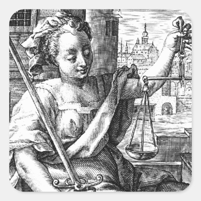 Scales of Justice Square Sticker (Front)