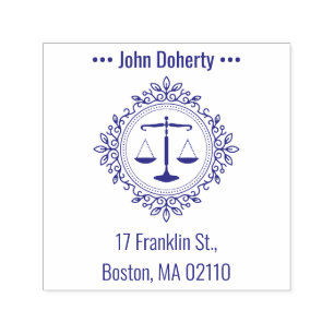 Scales of Justice Symbol Round return address Self-inking Stamp
