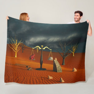 Scales of Truth – Surreal Desert Symbolism Fleece Blanket