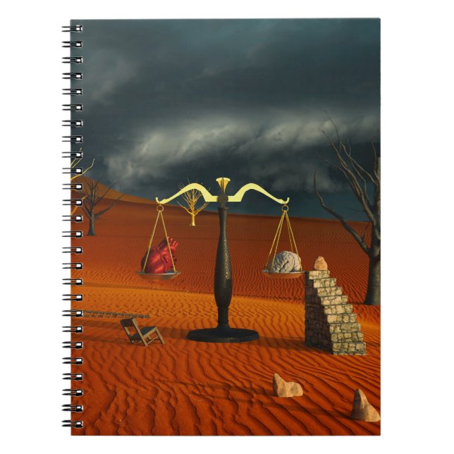 Scales of Truth – Surreal Desert Symbolism Notebook (Front)
