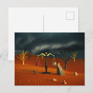 Scales of Truth – Surreal Desert Symbolism Postcard