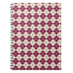 Scales Pattern Gold Burgundy Glitter Notebook