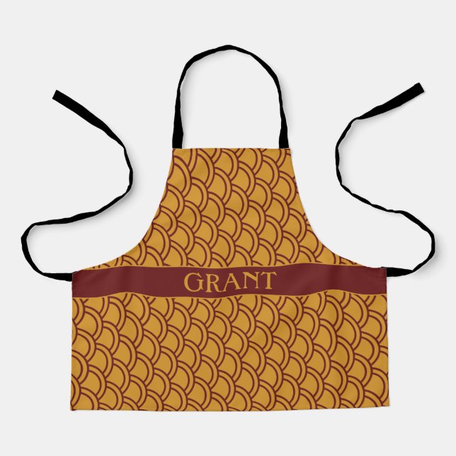 Scales Yellow Violet Minimal Pattern Apron (Front)