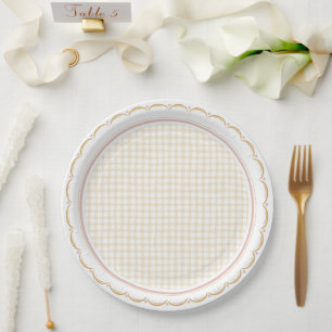 Scallop and Check Paper Plates