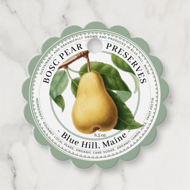 Scallop Elegant Pear Preserves Gift Tag Pale Green (Front)