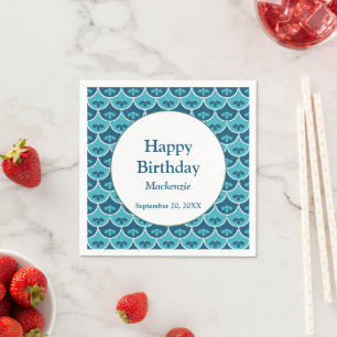 Scallop Floral Custom Colours Birthday Napkin