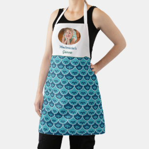 Scallop Floral Custom Colours Grandchild Photo Apron