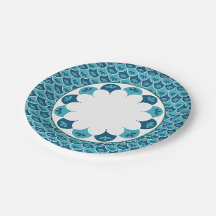 Scallop Floral Pattern Custom Colours Paper Plate