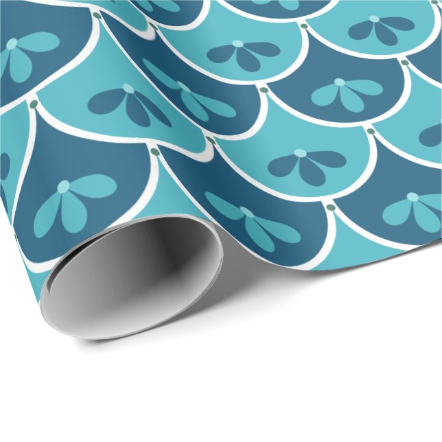 Scallop Floral Pattern Custom Colours Wrapping Paper (Roll Corner)