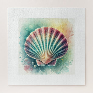 Scallop in Serene Waters 071124AREF116 - Watercolo Jigsaw Puzzle