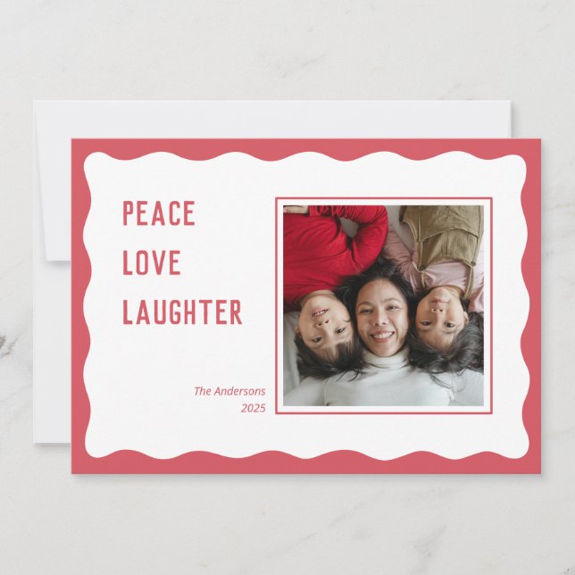 Scallop red frame happy holidays Christmas Card (Front)