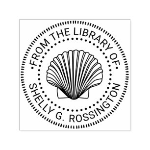 Scallop Shell #3 NT Library Book Name Self-inking Stamp