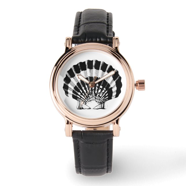 Scallop Shell - black and white Watch (Front)