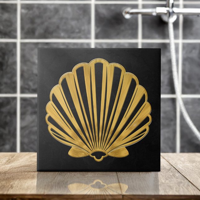 Scallop Shell - Black Marble and Gold Tile (Creator Uploaded)