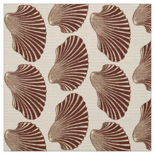 Scallop Shell Block Print, Brown and Beige Fabric