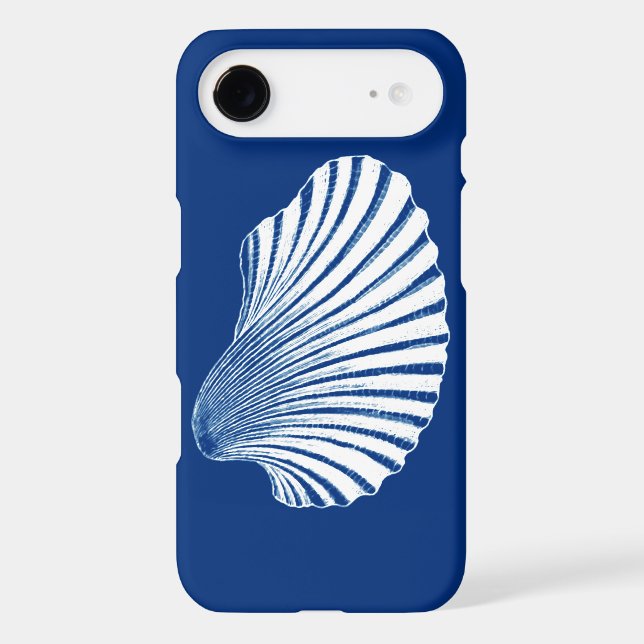 Scallop Shell Block Print, Cobalt Blue and White Case-Mate iPhone Case (Back)