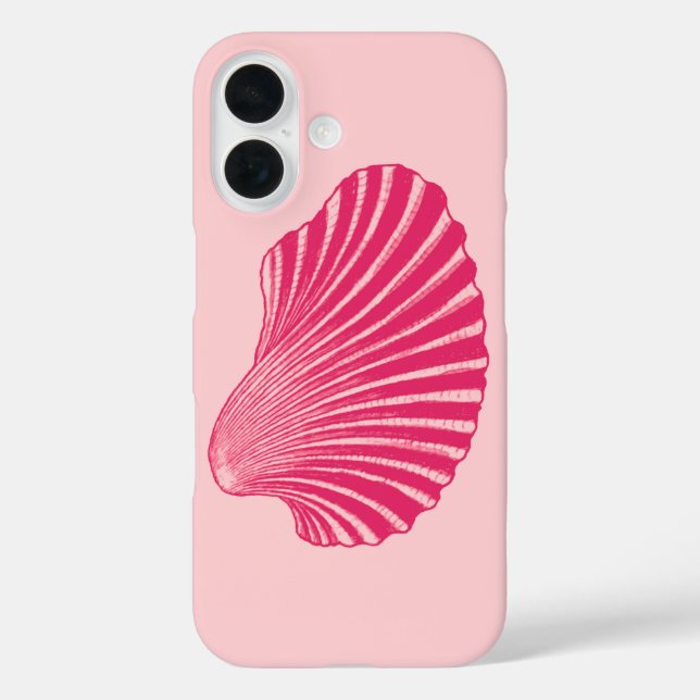 Scallop Shell Block Print, Fuchsia and Pale Pink Case-Mate iPhone Case (Back)