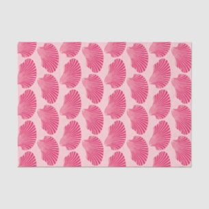 Scallop Shell Block Print, Fuchsia and Pale Pink  Tissue Paper