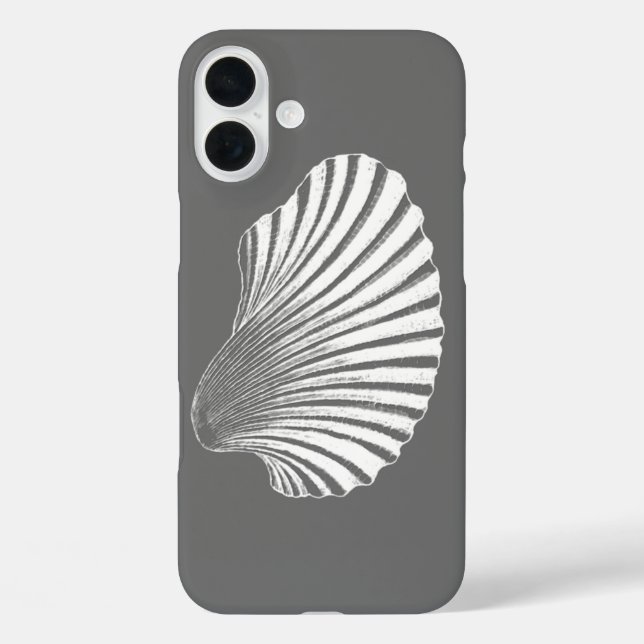 Scallop Shell Block Print, Grey / Grey and White Case-Mate iPhone Case (Back)