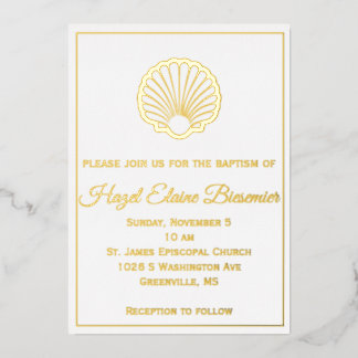 Scallop Shell Bordered Foil Invitation