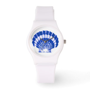 Scallop Shell - cobalt blue and white Watch