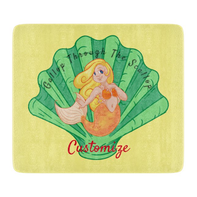 Scallop Shell Mermaid Thunder_Cove   Cutting Board (Front)