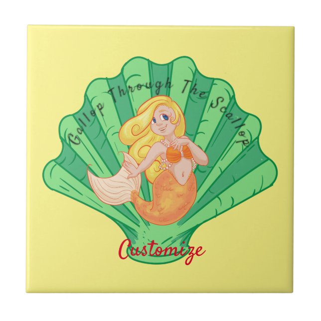 Scallop Shell Mermaid Thunder_Cove  Tile (Front)