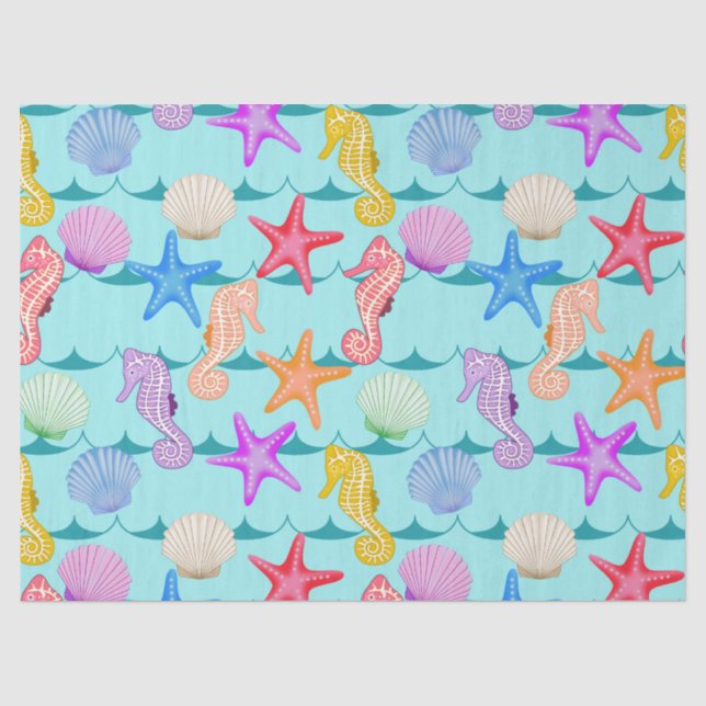 Scallop Shell, Seahorse and Starfish Tissue Paper (Front)