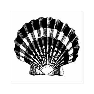 Scallop Shell Vintage Illustration Rubber Stamp
