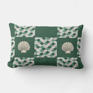 Scallop Shell with Geometric Scallop Pattern Lumbar Cushion