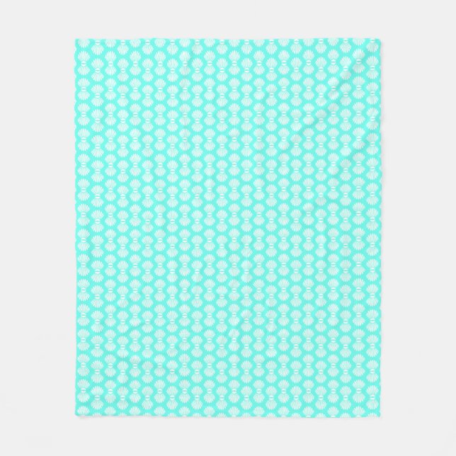 Scallop Shells Pattern Aquamarine Fleece Blanket (Front)