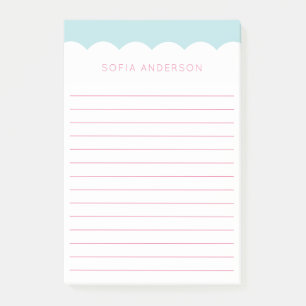 Scallop Topped Feminine Lined Personalised Post-it Notes