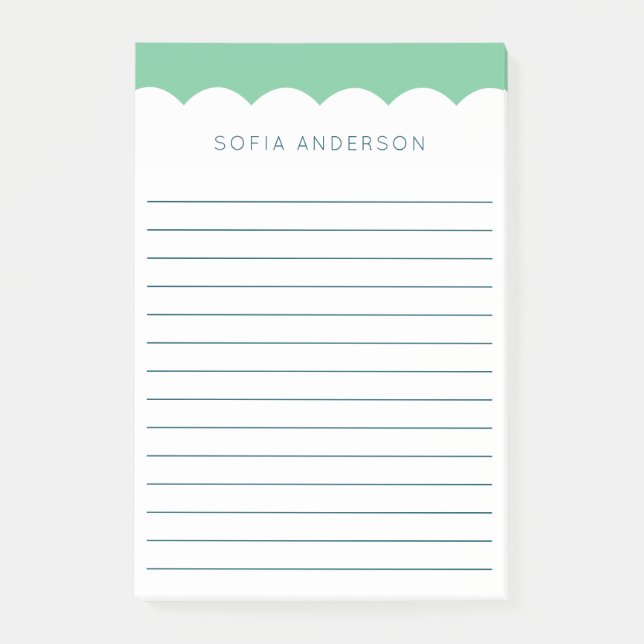 Scallop Topped Feminine Lined Personalised Post-it Notes (Front)