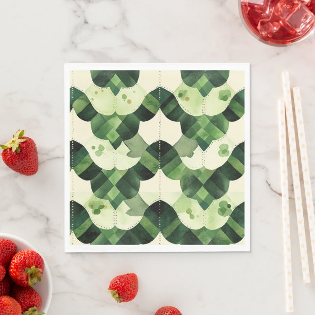 Scallop Watercolor Clover Napkin (Insitu)