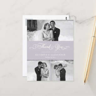 Scalloped Band And Script Photo Wedding Thank You Postcard