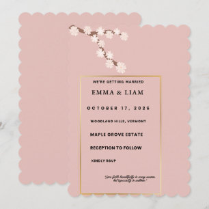 Scalloped Blush Pink Wedding Invitation Editable