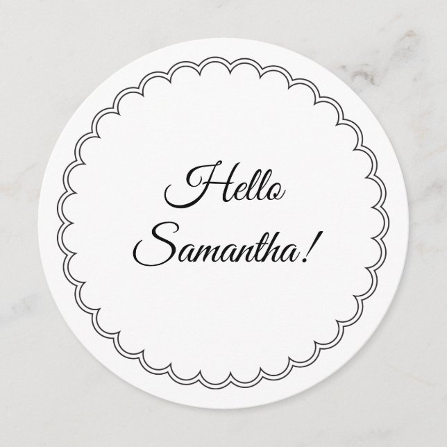 Scalloped Border Modern Round Menu (Front)