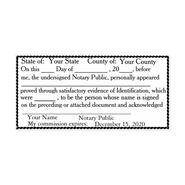 Scalloped Border Notary Public Acknowledgement Self-inking Stamp (Design)