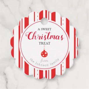 Scalloped Candy Cane Sweet Treat Holiday Tag