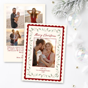 Scalloped Christmas Five Photo Holiday Card