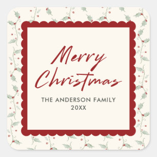 Scalloped Christmas Square Sticker