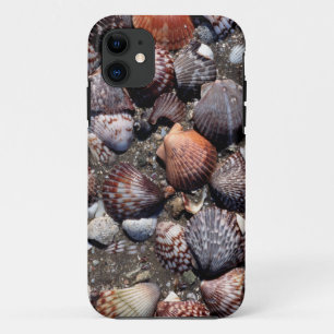 Scalloped Colourful Seashells On A Black Sand Case-Mate iPhone Case